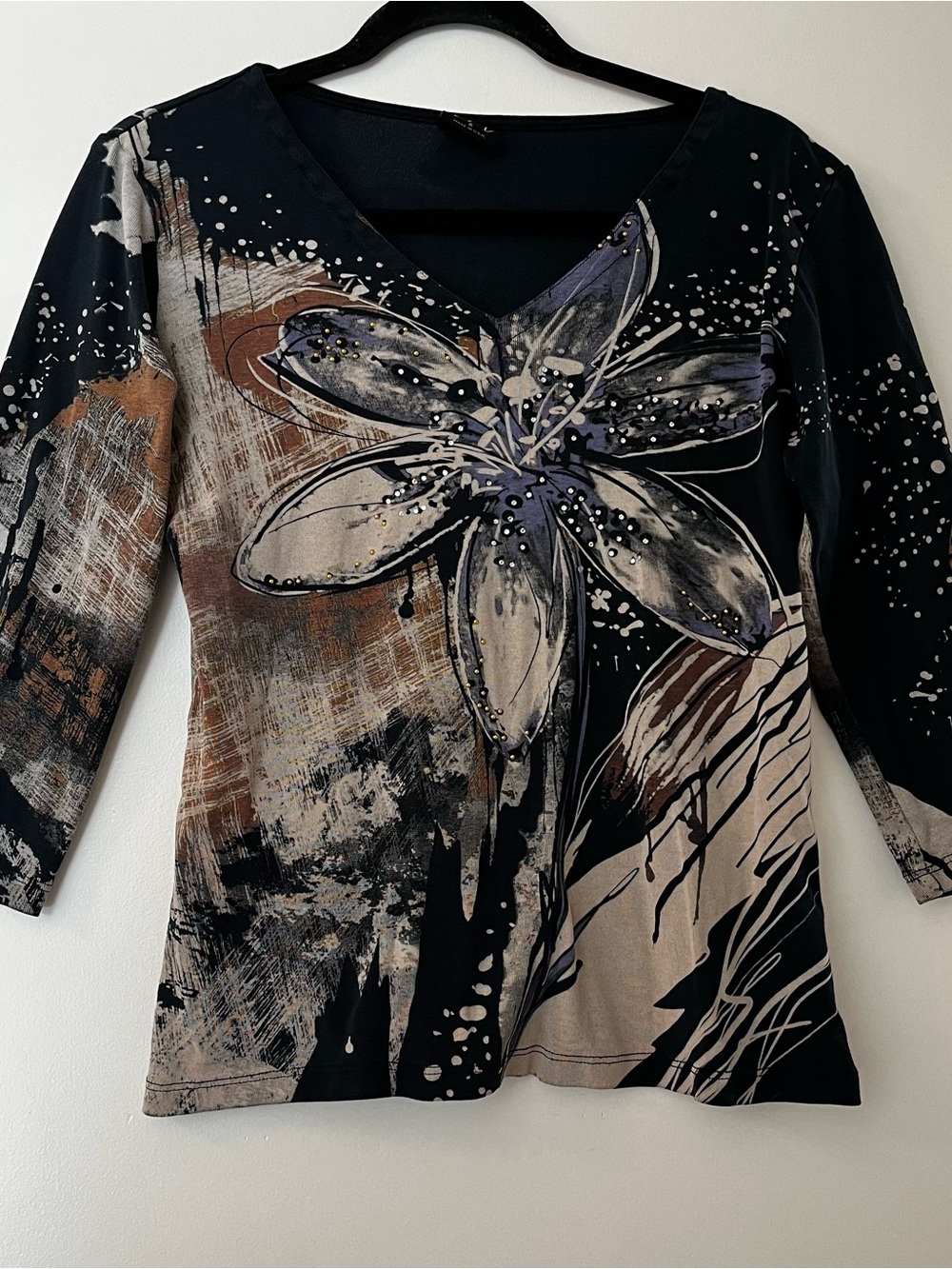 Katina Marie | Y2K Rhinestone Flower Shirt